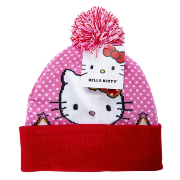 NWT HELLO KITTY GINGERBREAD POM HAT - Picture 2 of 3
